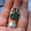 Handmade Indonesian Wood Opal Ring Set in 925 Sterling Silver Size 10  Opalized