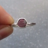 Size 6 Handmade Raw Ruby Crystal Stacking Ring in Sterling Silver With Thin Hamm