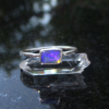 Crystal Opal Ring with Australian Opal Sterling Silver Size 8 Handmade Stackable