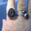 Druzy Geode Ring in Sterling Silver Size 8 Black Tabasco Geode Gemstone Jewelry