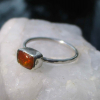 Handmade Fire Opal Ring Sterling Silver Size 5 with Natural Mexican Opal