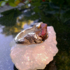 Handmade Sterling Silver Ruby Ring: Natural Rough Ruby Cluster Size 7 3/4