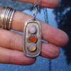 Handmade Opal Silver Necklace, 925 Sterling Silver, Rectangle Pendant, Long Laye