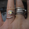 Handmade Opal Eye Ring Adjustable Set in 925 Sterling Silver Size 6 October Birt
