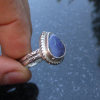 Blue Boulder Opal Ring Sterling Silver with Natural Australian Opal Size 7.5 Han