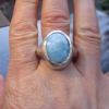 Larimar Ring:  925 Sterling Silver, Handmade, Chunky Statement Rings for Women,