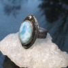 Handmade Larimar Ring 925 Sterling Silver Statement Blue Gemstone Ring