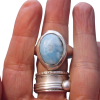 Larimar Ring:  925 Sterling Silver, Handmade, Chunky Statement Rings for Women,