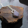 Handmade Tanzanite Crystal Necklace Set in Sterling Silver Raw Stone Purple Gems