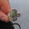 Boulder Opal Ring Statement 925 Sterling Silver Australian Opal Handmade Rings f