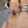 Size 7 Handmade Raw Ruby Crystal Stacking Ring in Sterling Silver With Thin Hamm