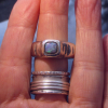 Handmade Chunky Opal Ring: 925 Sterling Silver Square Stone Molten Silver Rings