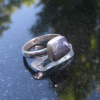 Handmade Boulder Opal Silver Ring * Made with freeform, Clear Blue and White Aus
