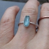 Size 6 Handmade Raw Blue Apatite Crystal Stacking Ring with Thin Dainty Hammered