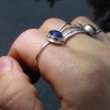 Blue Kyanite Silver Stacking Ring Size 7 Natural Teardrop Pear Shaped Stone Mini