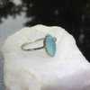 Handmade Blue Opal Stacking Ring Size 6 Sterling Silver 925 Minimalist Thin Hamm
