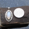 Rainbow Moonstone Necklace in Sterling Silver Blue Flash Moonstone Pendant Marqu