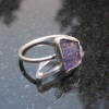Raw Tanzanite Ring in US Size 9 Set in 925 Sterling Silver, Natural Purple Cryst