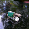 Sterling Silver Indonesian Opal Wood Ring: Green Blue Gemstone, Size 8