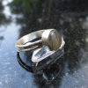 Labradorite Ring Size 7.5 Set in Sterling Silver with Round Stone Natural Labrad