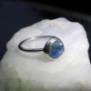 Handmade Blue Kyanite Stacking 925 Sterling Silver Size 5.5 with Natural Blue Fa
