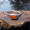 Handmade Fire Opal Ring Sterling Silver Size 5 with Natural Mexican Opal