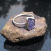 Raw Tanzanite Ring in US Size 9 Set in 925 Sterling Silver, Natural Purple Cryst