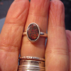 Handmade Ammolite Ring, 925 Sterling Silver, Fossil, Rings for Women, Size 8