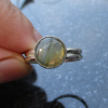 Labradorite Ring Size 7.5 Set in Sterling Silver with Round Stone Natural Labrad