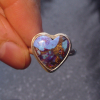 Handmade Heart Ring 925 Sterling Silver Purple  Mojave Turquoise Matrix Size 8