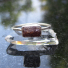 Size 6 Handmade Raw Ruby Bar Crystal Stacking Ring in Sterling Silver With Thin