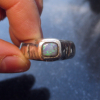 Handmade Chunky Opal Ring: 925 Sterling Silver Square Stone Molten Silver Rings