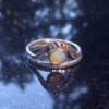 Australian Crystal Opal Ring: Handmade Sterling Silver Stackable Bands Size 8