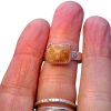 Handmade Sterling Silver Garden Quartz Ring: Textured Band, Orange Yellow Inclus
