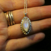 Rainbow Moonstone Necklace in Sterling Silver Blue Flash Moonstone Pendant Marqu