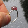 Size 7 Handmade Raw Ruby Crystal Stacking Ring in Sterling Silver With Thin Hamm