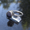 Handmade Raw Blue Sapphire Ring in Sterling Silver Size 7 Blue Crystal Gemstone