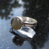 Labradorite Ring Size 7.5 Set in Sterling Silver with Round Stone Natural Labrad