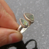 Handmade Ammolite Ring Sterling Silver Size 8 Adjustable Fossil Rings for Women