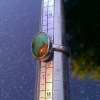 Sterling Silver Indonesian Opal Wood Ring: Green Blue Gemstone Size 6