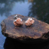 Mojave Pink Granite Stud Earrings 925 Sterling Silver Gemstone Studs with Pink S