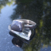 Handmade Boulder Opal Silver Ring * Made with freeform, Clear Blue and White Aus