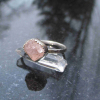Pink Morganite Silver Ring Size 6 Sterling Silver Pink Crystal Stacking Ring Handmade Pink Morganite Silver Ring Size 6 Sterling Silver Pink Crystal Stacking Ring Han