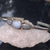 Handmade Turquoise Opal Bracelet in Sterling Silver 3 Stone Cuff Bangle with Natural Turquoise and Australian Opal Handmade Turquoise Opal Bracelet in Sterling Silver 3 Stone Cuff Bangle with Nat