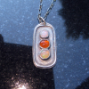 Handmade Opal Silver Necklace, 925 Sterling Silver, Rectangle Pendant, Long Laye