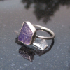 Raw Tanzanite Ring in US Size 9 Set in 925 Sterling Silver, Natural Purple Cryst
