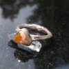 Triangle Opal Ring with Natural Mexican Opal Handmade Branch Ring Size 8.5