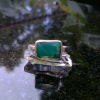 Sterling Silver Indonesian Opal Wood Ring: Green Blue Gemstone, Size 8