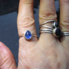 Blue Kyanite Silver Stacking Ring Size 7 Natural Teardrop Pear Shaped Stone Mini