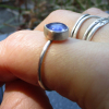 Handmade Kyanite Silver Stacking Ring Size 7 Set in  925 Sterling Silver Natural Blue Stone with Thin Hammered Band Handmade Kyanite Silver Stacking Ring Size 7 Set in  925 Sterling Silver Natural